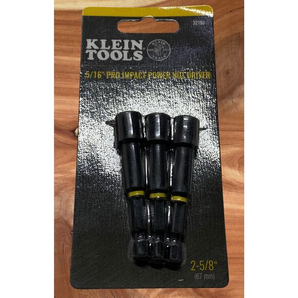 Klein Tools 32793 Pro Impact 5/16 Power Nut Driver Set 3pc New 2 5 8 inch Length - Picture 1 of 6